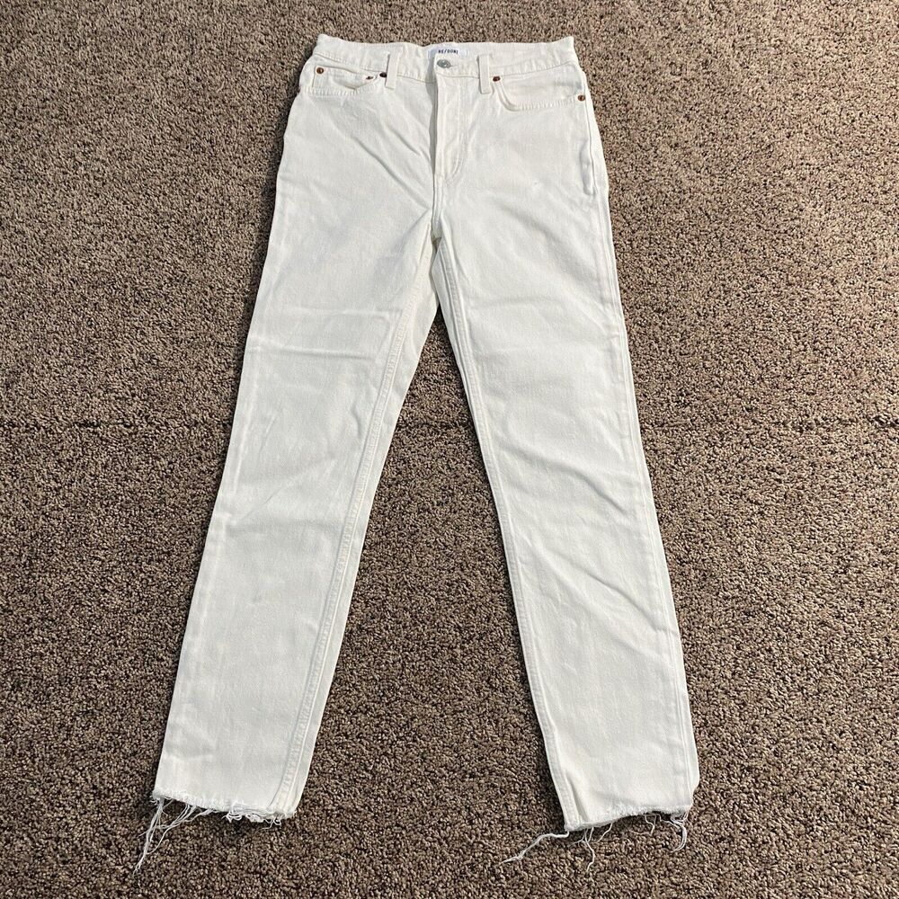 RE/Done Orginals 90s High Rise Ankle Crop Jeans Size 26 Cream White